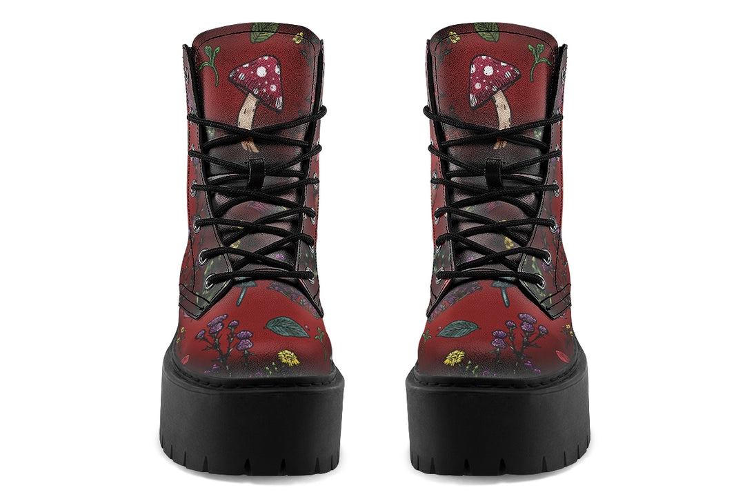 Red Herbology Platform Boots
