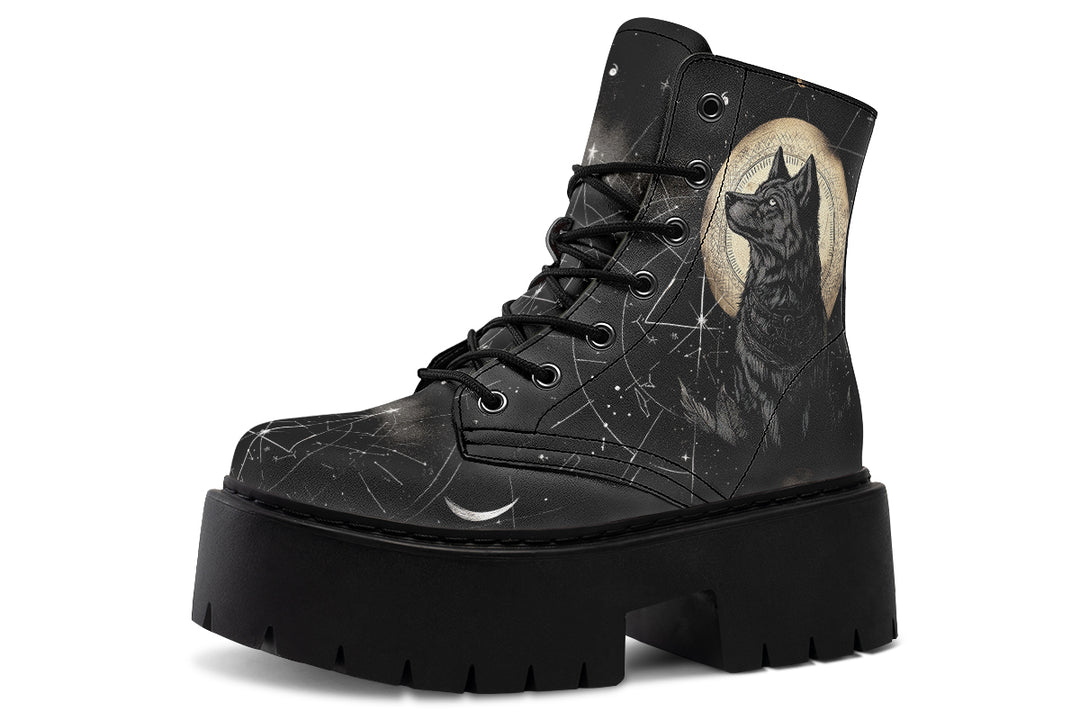 Starlit Wolf Platform Boots