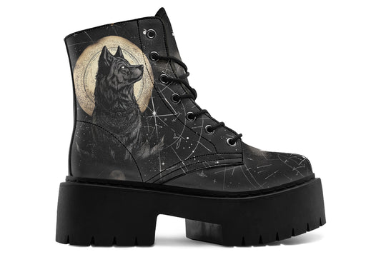 Starlit Wolf Platform Boots