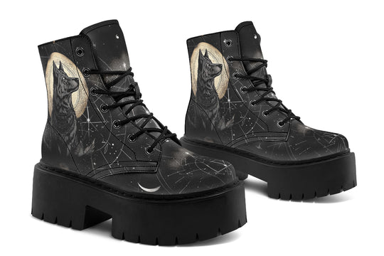 Starlit Wolf Platform Boots