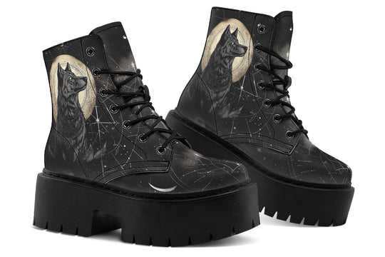 Starlit Wolf Platform Boots