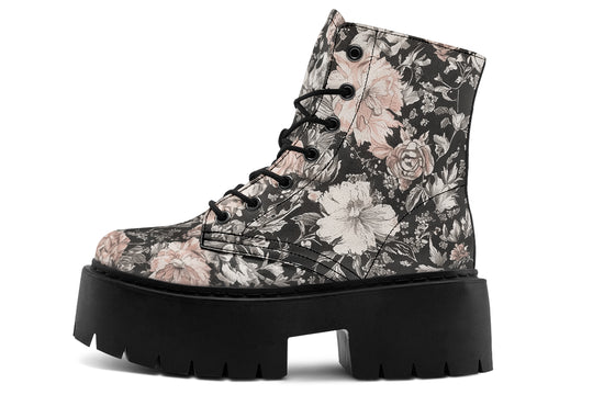 Vintage Peonies Platform Boots