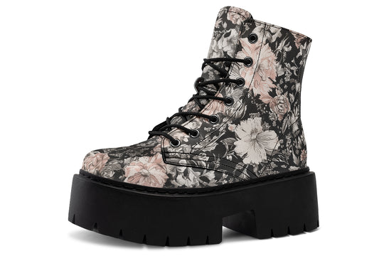 Vintage Peonies Platform Boots