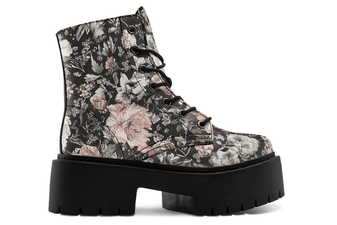 Vintage Peonies Platform Boots