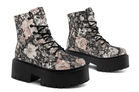 Vintage Peonies Platform Boots