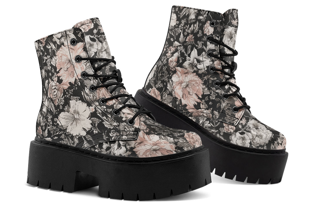 Vintage Peonies Platform Boots
