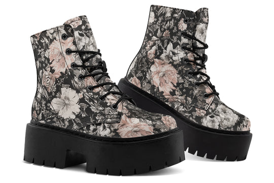 Vintage Peonies Platform Boots