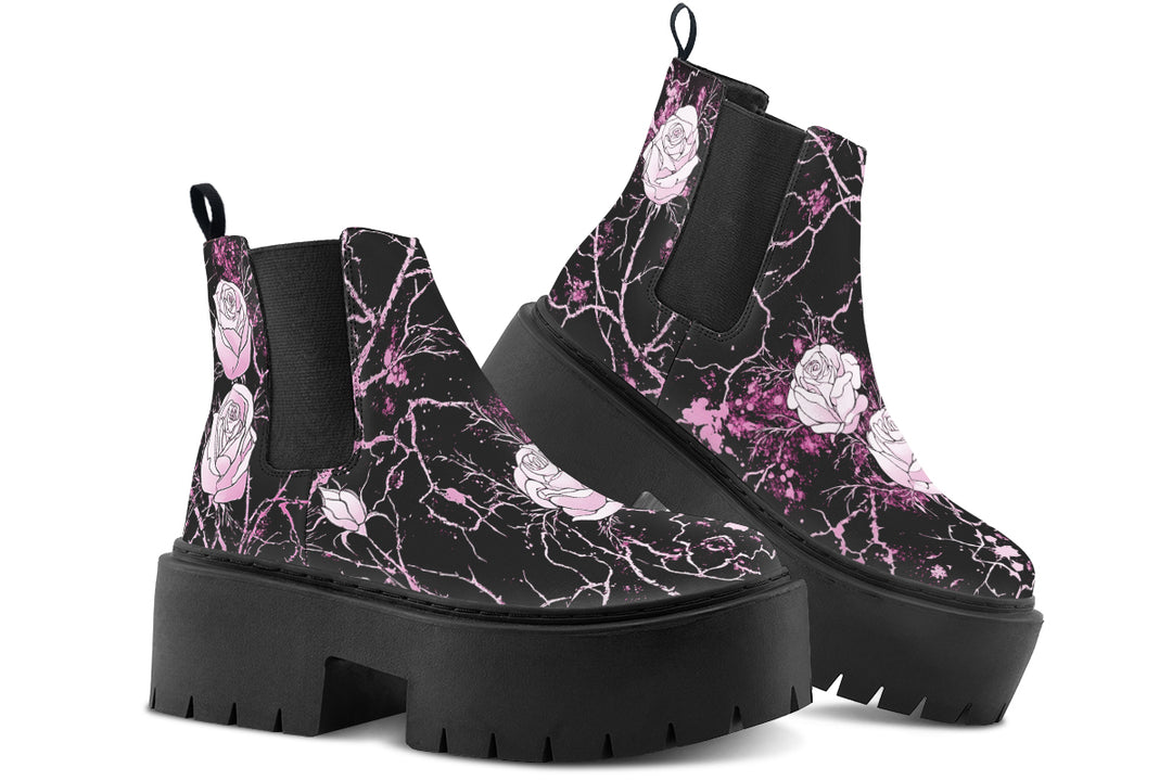 Amethyst Kintsugi Rose Platform Chelsea Boots