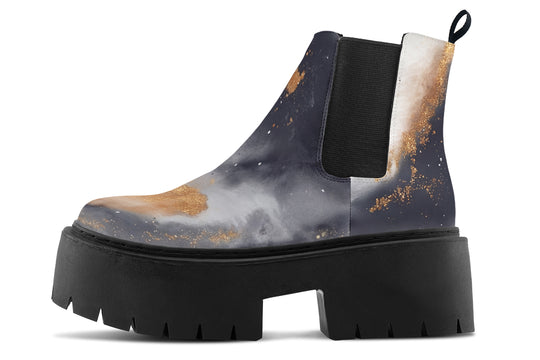 Ash And Gold Platform Chelsea Boots
