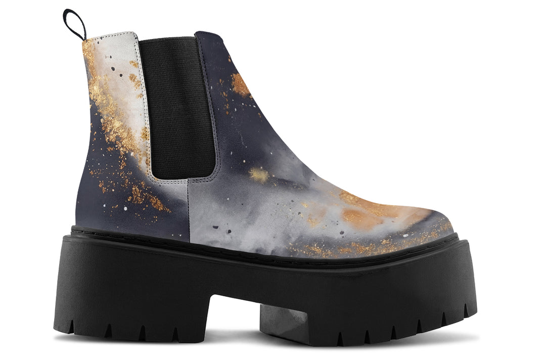 Ash And Gold Platform Chelsea Boots