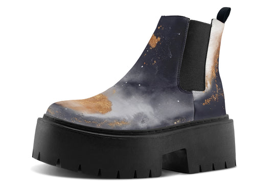 Ash And Gold Platform Chelsea Boots