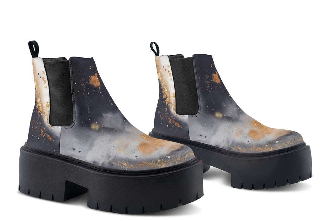 Ash And Gold Platform Chelsea Boots