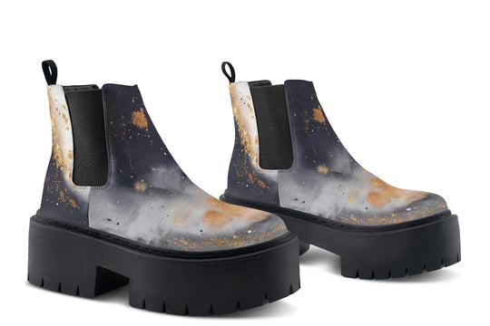 Ash And Gold Platform Chelsea Boots