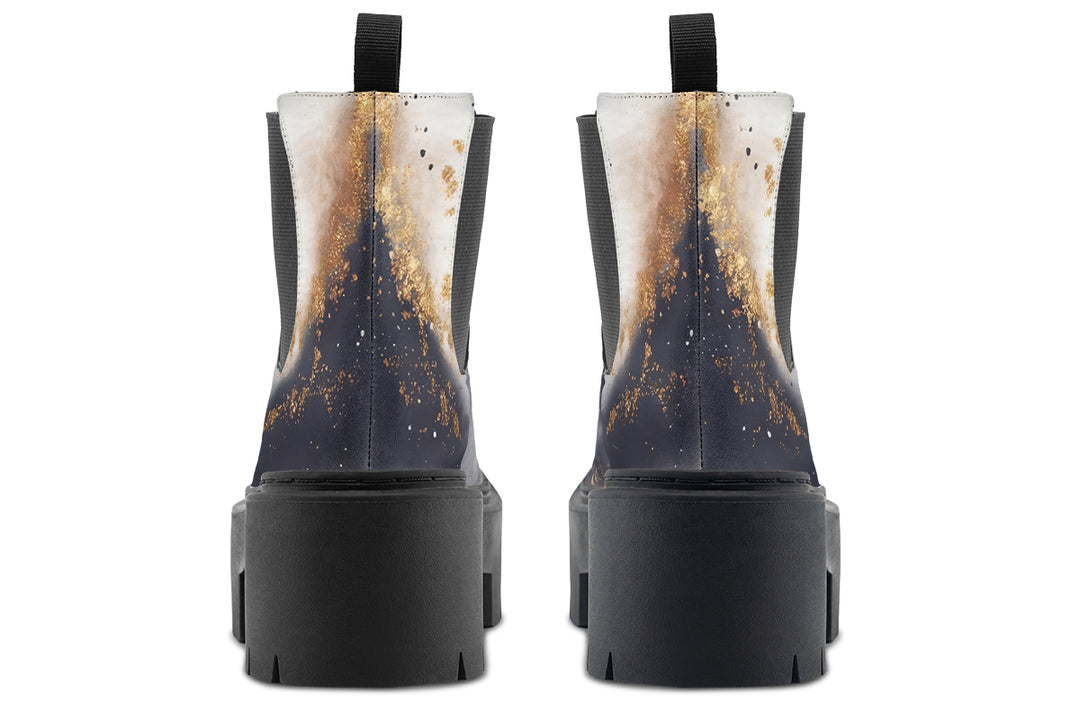 Ash And Gold Platform Chelsea Boots
