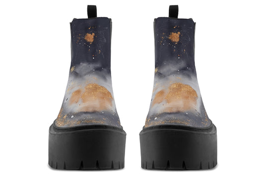 Ash And Gold Platform Chelsea Boots