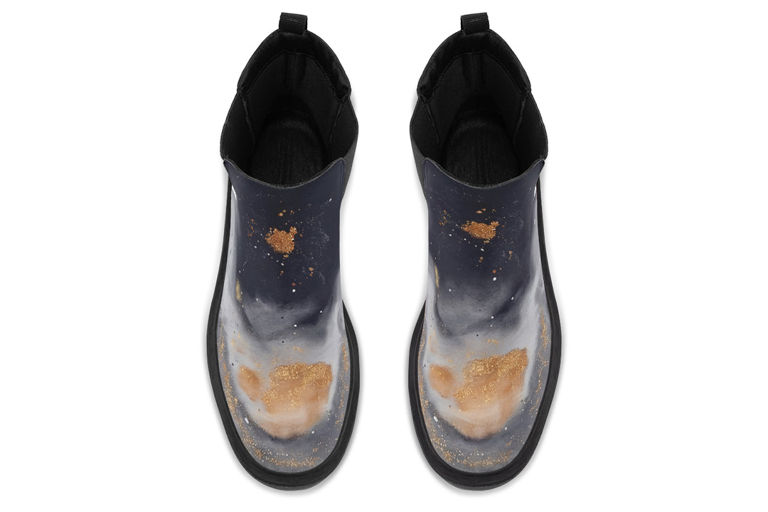 Ash And Gold Platform Chelsea Boots