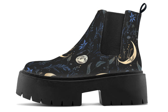 Azure Moonlit Botanica Platform Chelsea Boots