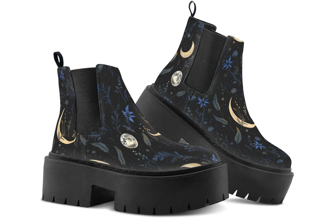 Azure Moonlit Botanica Platform Chelsea Boots