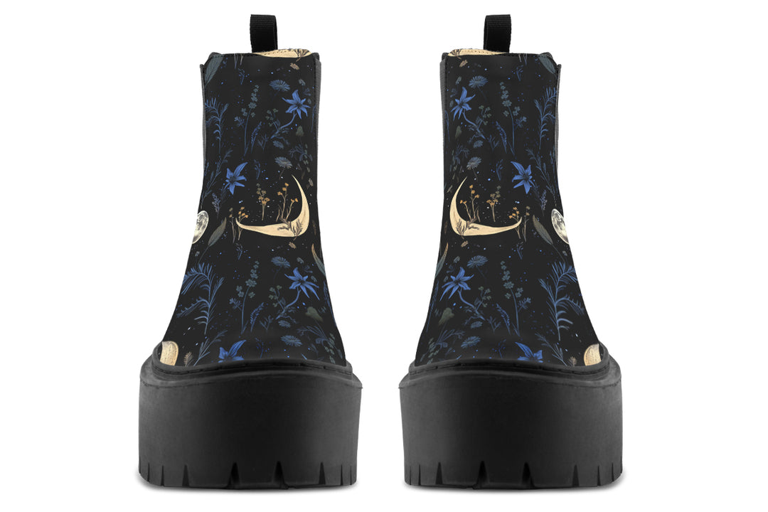 Azure Moonlit Botanica Platform Chelsea Boots