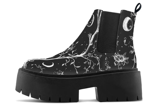 Black Night Stroll Platform Chelsea Boots