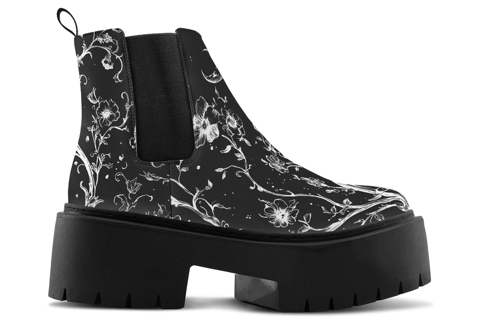 Black Night Stroll Platform Chelsea Boots