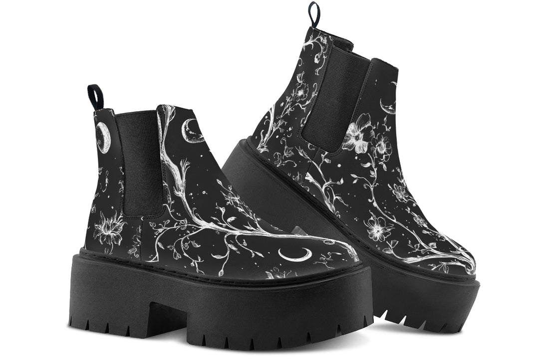 Black Night Stroll Platform Chelsea Boots