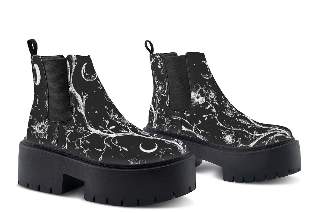 Black Night Stroll Platform Chelsea Boots