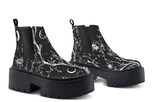 Black Night Stroll Platform Chelsea Boots