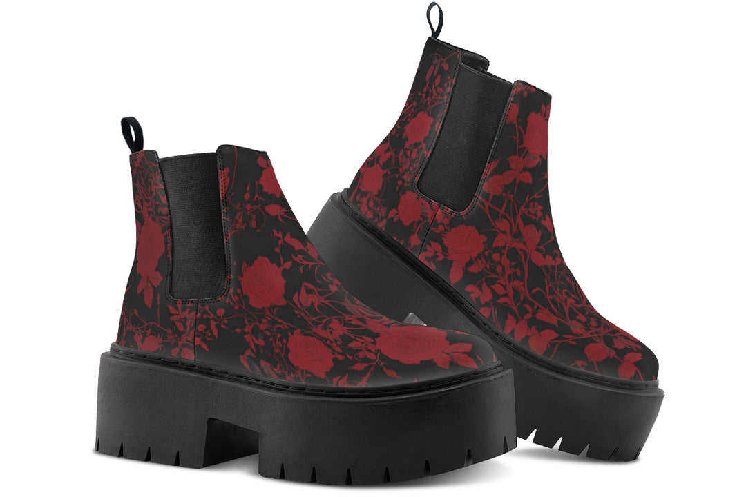 Blood Rose Romance Platform Chelsea Boots