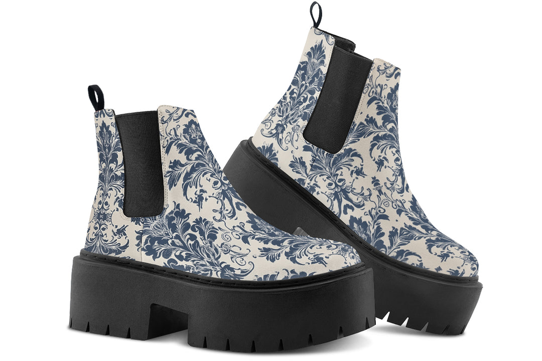 Blue Faded Regal Platform Chelsea Boots