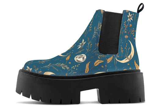 Blue Moonlit Botanica Platform Chelsea Boots