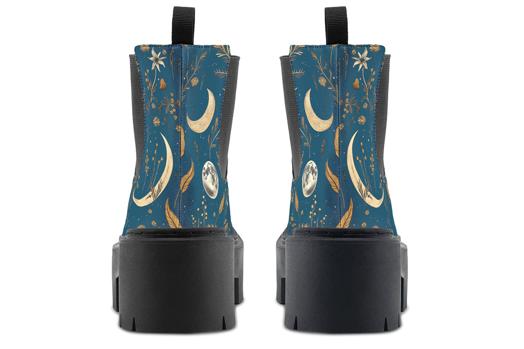 Blue Moonlit Botanica Platform Chelsea Boots