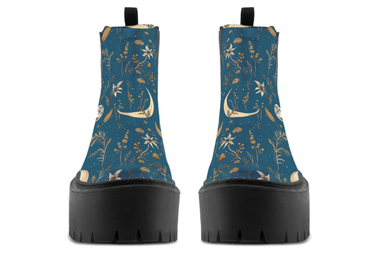 Blue Moonlit Botanica Platform Chelsea Boots