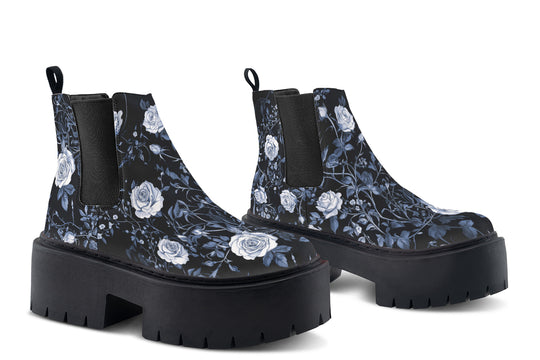 Blue Rose Romance Platform Chelsea Boots