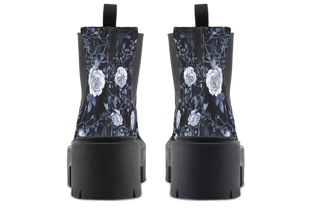 Blue Rose Romance Platform Chelsea Boots