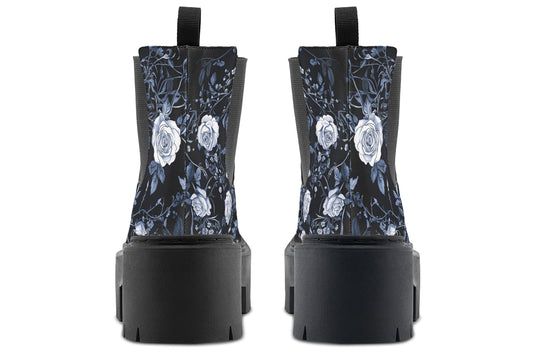 Blue Rose Romance Platform Chelsea Boots