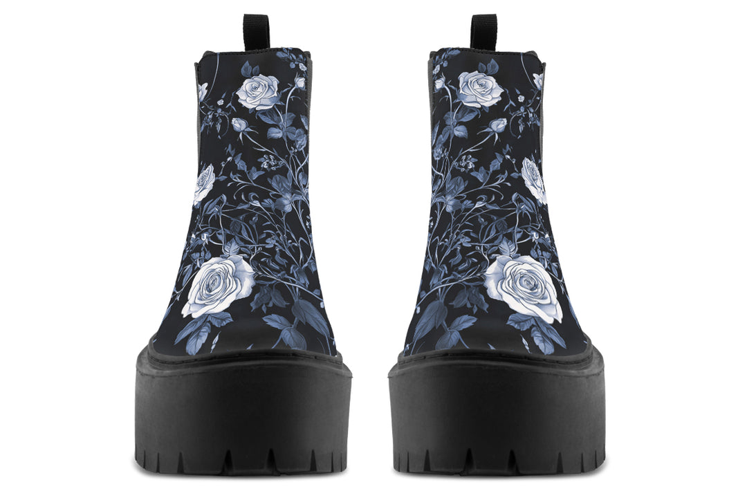 Blue Rose Romance Platform Chelsea Boots