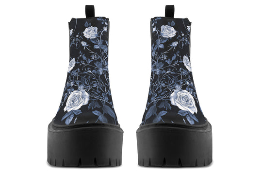 Blue Rose Romance Platform Chelsea Boots