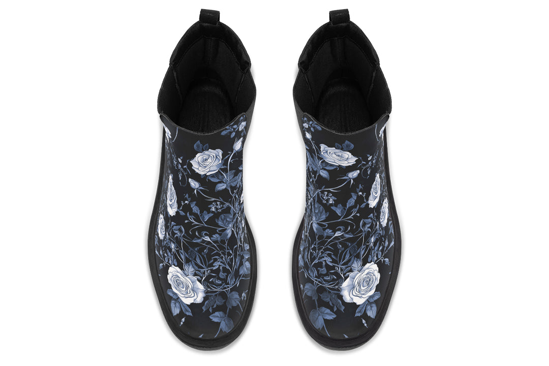 Blue Rose Romance Platform Chelsea Boots