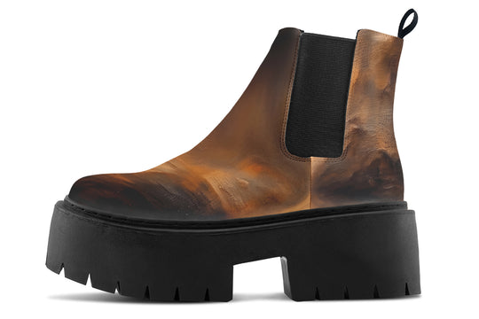 Burnt Ochre Platform Chelsea Boots