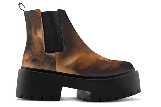Burnt Ochre Platform Chelsea Boots