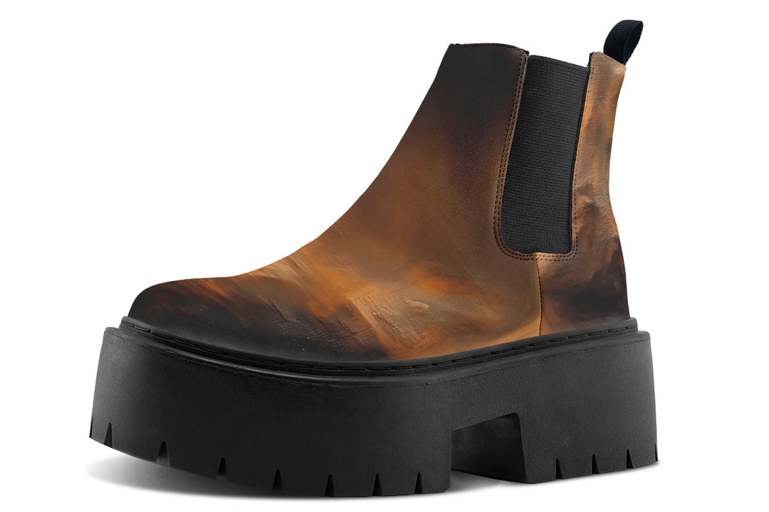 Burnt Ochre Platform Chelsea Boots