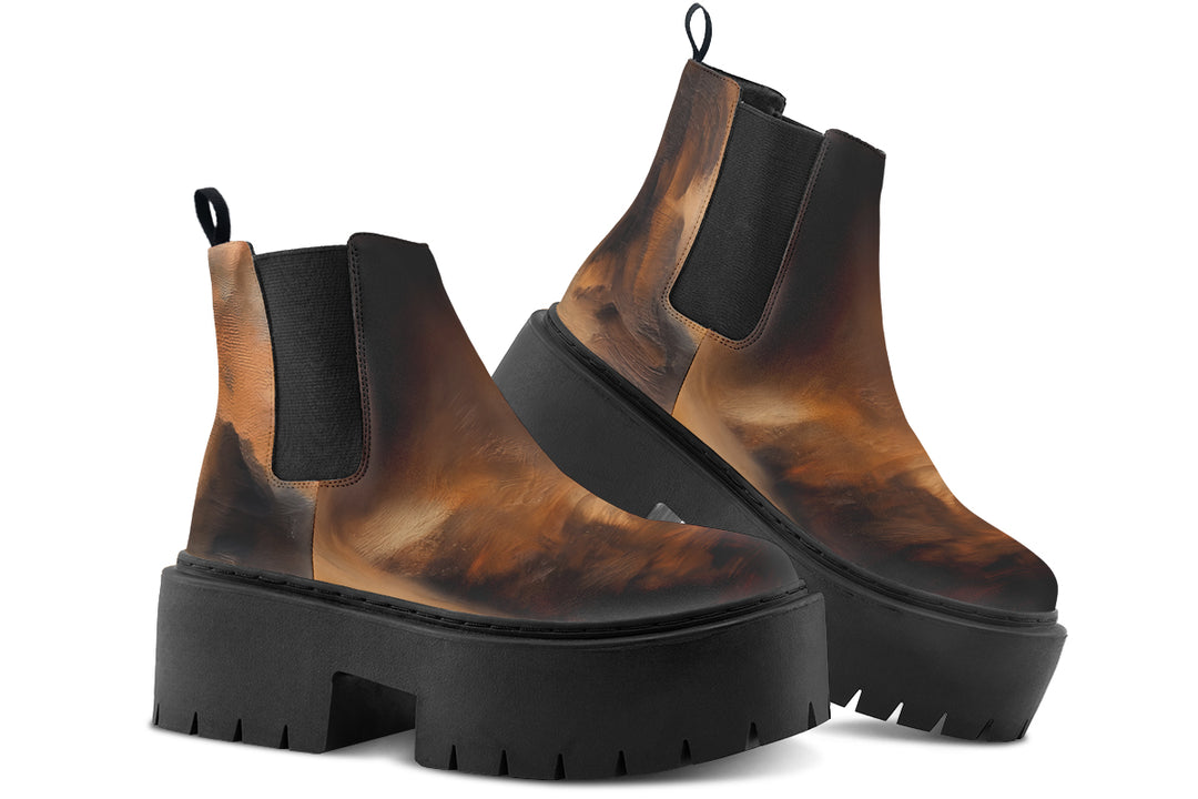 Burnt Ochre Platform Chelsea Boots