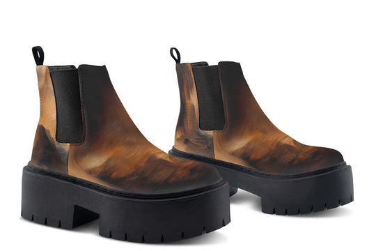 Burnt Ochre Platform Chelsea Boots