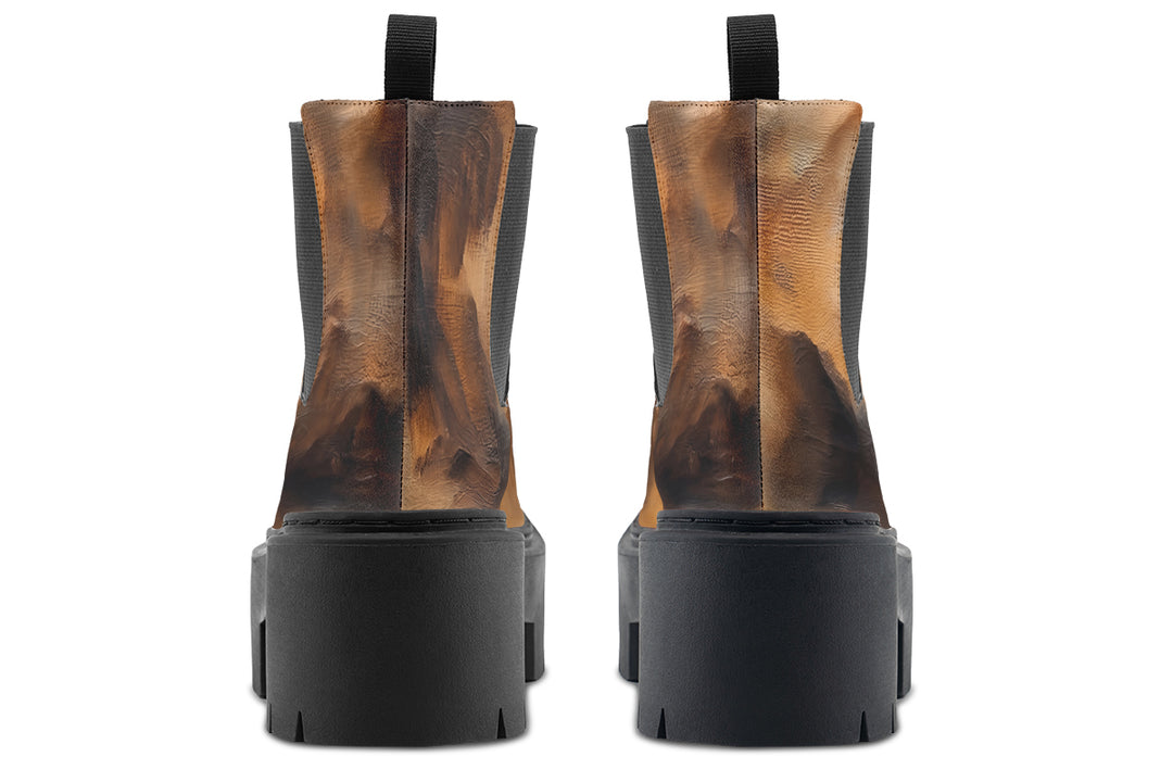 Burnt Ochre Platform Chelsea Boots