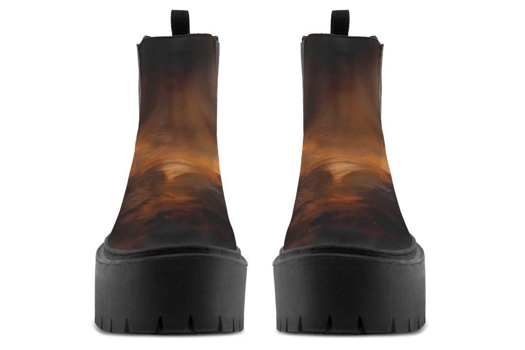 Burnt Ochre Platform Chelsea Boots