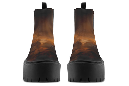 Burnt Ochre Platform Chelsea Boots