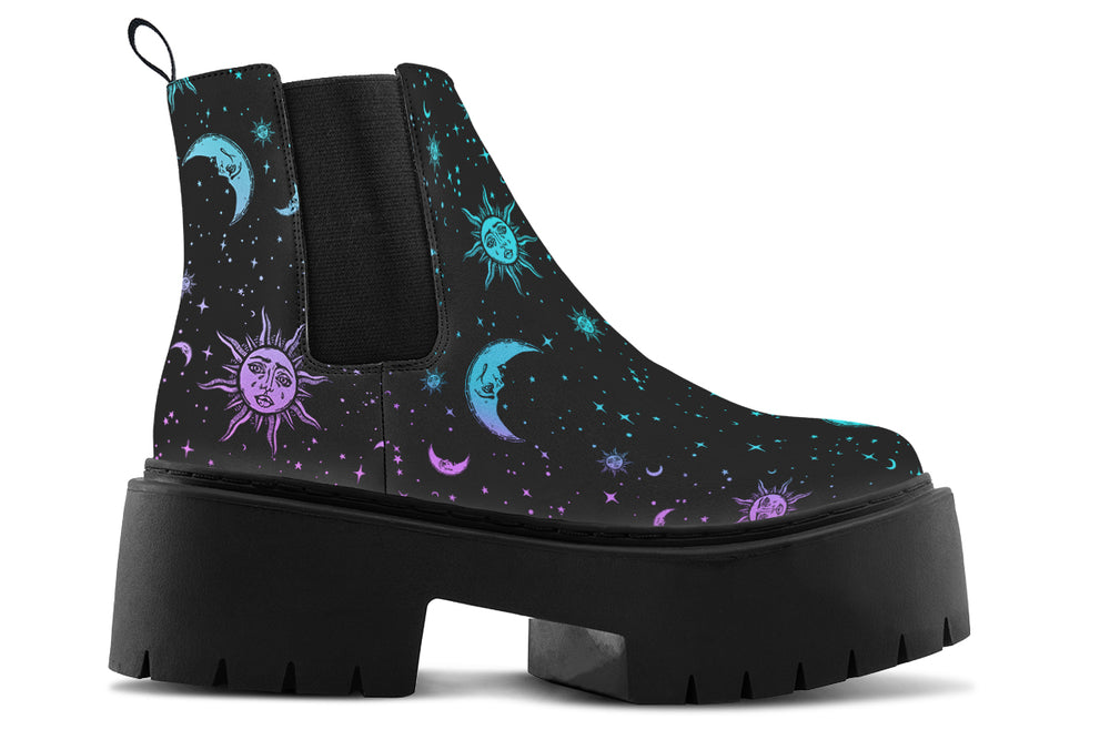Celestial Pastel Platform Chelsea Boots