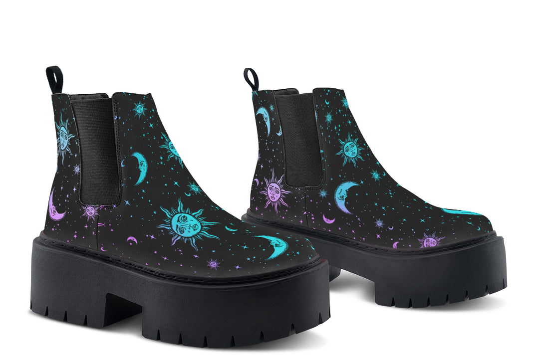Celestial Pastel Platform Chelsea Boots