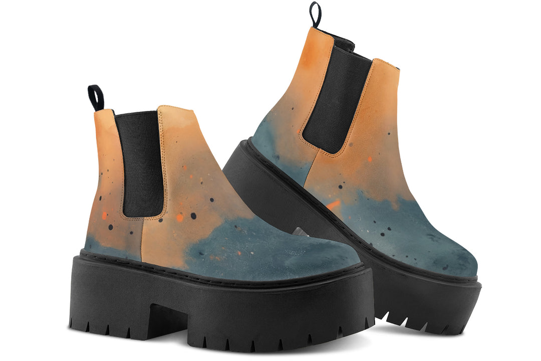 Charred Steel Platform Chelsea Boots